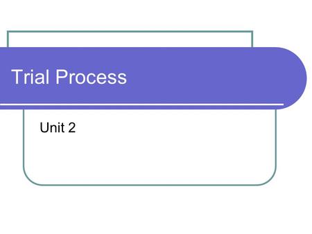 Trial Process Unit 2. Preliminary Hearing Only for indictable offences only! Similar to a trial, but usually much shorter. Witness and evidence will be.