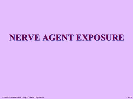 © 1999 Lockheed Martin Energy Research Corporation CA128 NERVE AGENT EXPOSURE.