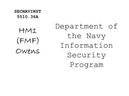 Department of the Navy Information Security Program