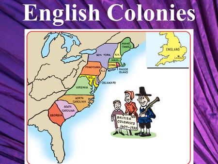 English Colonies. Roman Catholic Church Protestants Baptists Presbyterians Episcopalians Lutherans Church of England Puritans Separatists (Pilgrims)