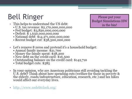 Budget Simulations HW in the bin!