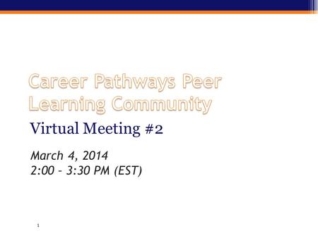 Virtual Meeting #2 1 March 4, 2014 2:00 – 3:30 PM (EST)