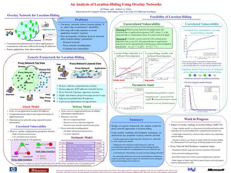 An Analysis of Location-Hiding Using Overlay Networks Ju Wang and Andrew A. Chien Department of Computer Science and Engineering, University of California.