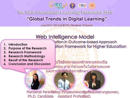 1.Introduction 2.Purpose of the Research 3.Research Framework 4.Research Methodology 5.Result of the Research 6.Conclusion and Discussion 1.Introduction.