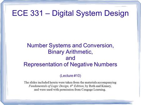 ECE 331 – Digital System Design