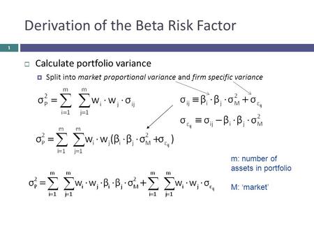 Derivation of the Beta Risk Factor