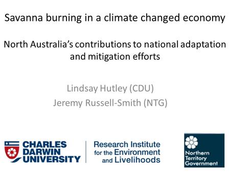 Lindsay Hutley (CDU) Jeremy Russell-Smith (NTG)