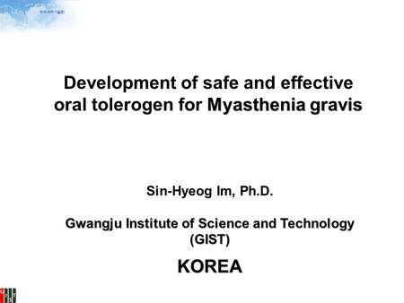 Development of safe and effective oral tolerogen for Myasthenia gravis