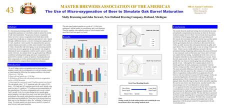 43 MASTER BREWERS ASSOCIATION OF THE AMERICAS MBAA Annual Conference October 13 – 15, 2011 Hilton Minneapolis Minneapolis, MN The Use of Micro-oxygenation.