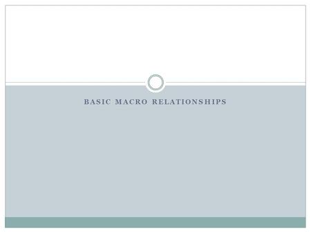 BASIC MACRO RELATIONSHIPS DI= Consumption + Savings Factors that Determine C/S  DI  As DI declines---S declines  45 degree reference line  C=DI 