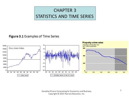 1 CHAPTER 3 STATISTICS AND TIME SERIES González-Rivera: Forecasting for Economics and Business, Copyright © 2013 Pearson Education, Inc. Figure 3.1 Examples.