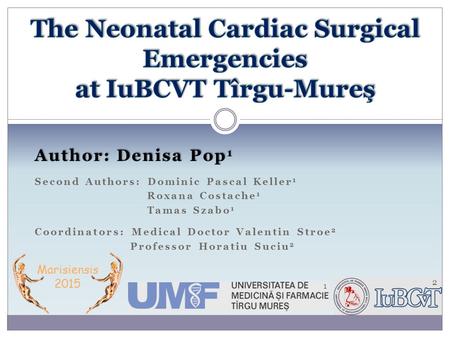 Author: Denisa Pop 1 Second Authors: Dominic Pascal Keller 1 Roxana Costache 1 Tamas Szabo 1 Coordinators: Medical Doctor Valentin Stroe 2 Professor Horatiu.