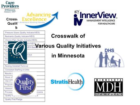 Pressure Ulcers (Quality Indicator/MDS) estraints (Quality Indicator/MDS) Chronic Pain (Quality Indicator/MDS) Depression (Quality Indicator/MDS) ROther.