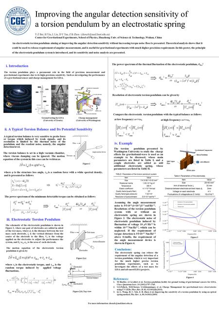 Y Z Bai, H Yin, L Liu, D Y Tan, Z B Zhou Center for Gravitational Experiments, School of Physics, Huazhong Univ. of Science &