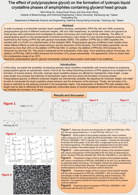 The effect of poly(propylene glycol) on the formation of lyotropic liquid crystalline phases of amphiphiles containing glycerol head groups Shin-Hong Ou,