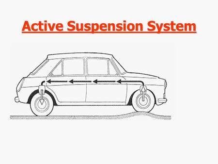 Active Suspension System. Suspension Systems Conventional suspension system Conventional suspension system Active suspension system Active suspension.