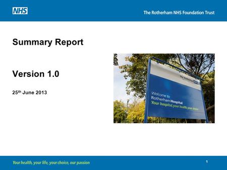 Summary Report Version 1.0 25 th June 2013 1. Contents 2 1.Finances and Recovery Plan 1.Cash position 2.2013/14 performance against plan 3.Cost run rate.