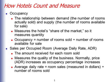 How Hotels Count and Measure