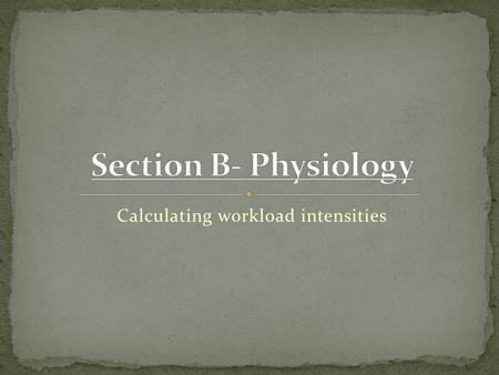 Calculating workload intensities