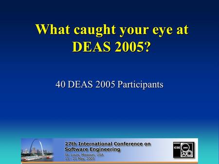 What caught your eye at DEAS 2005? 40 DEAS 2005 Participants.