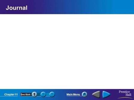 Chapter 11SectionMain Menu Journal. Chapter 11SectionMain Menu 11.1 Saving and Investing How does investing contribute to the free enterprise system?