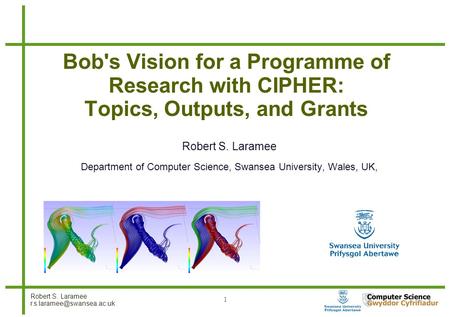 Robert S. Laramee 1 Bob's Vision for a Programme of Research with CIPHER: Topics, Outputs, and Grants Robert S. Laramee Department.