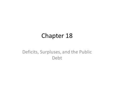 Chapter 18 Deficits, Surpluses, and the Public Debt.