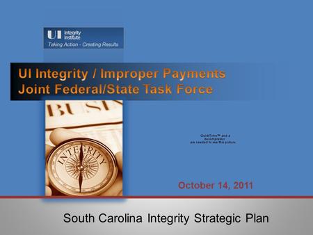 October 14, 2011 South Carolina Integrity Strategic Plan.