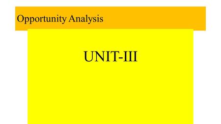 Opportunity Analysis UNIT-III. What Is A New Entry?  Offering A New Product To An Established/New Market  Offering An Established Product To A new.