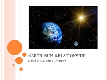 E ARTH -S UN R ELATIONSHIP Maira Mulla and Lilly Doan.