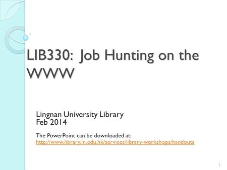 LIB330: Job Hunting on the WWW