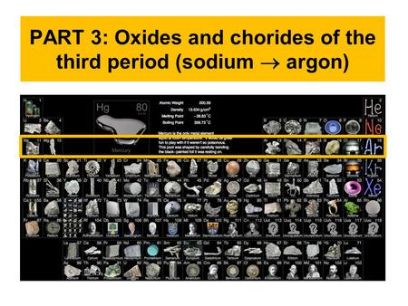 PART 3: Oxides and chorides of the third period (sodium  argon)