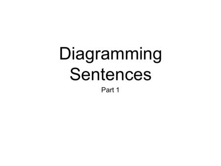 Diagramming Sentences