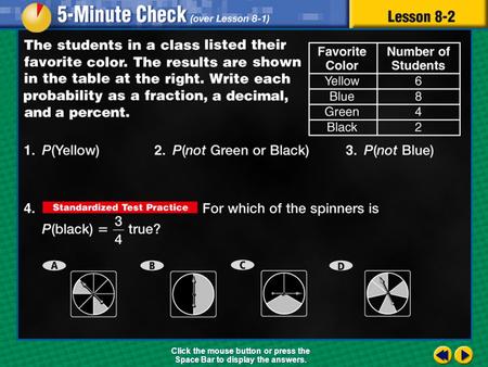 Transparency 2 Click the mouse button or press the Space Bar to display the answers.