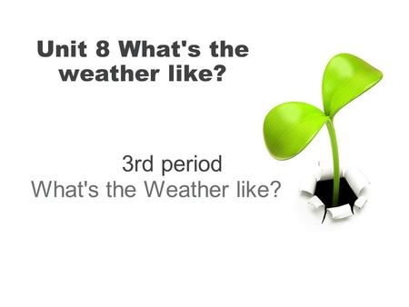 Unit 8 What's the weather like? What's the Weather like? 3rd period.