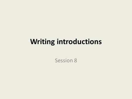 Writing introductions