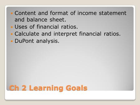 Financial Statements The Income Statement