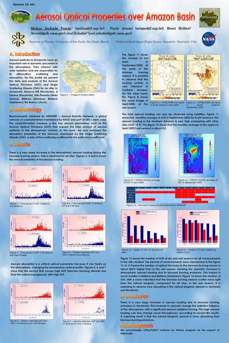 Figure 1 – Image of Amazon Basin There is a very sharp increase in the atmospheric aerosol loading during the biomass burning season, that is observed.