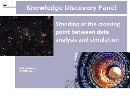 Dr. M.-C. Sawley IPP-ETH Zurich Nachhaltige Begegnungen Standing at the crossing point between data analysis and simulation Knowledge Discovery Panel.