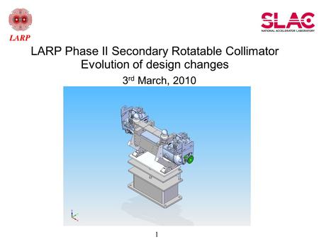 1 LARP Phase II Secondary Rotatable Collimator Evolution of design changes 3 rd March, 2010.