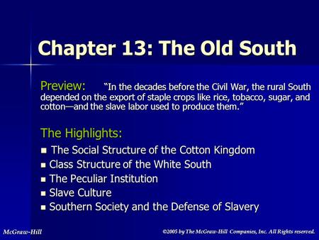 ©2005 by The McGraw-Hill Companies, Inc. All Rights reserved. ©2005 by The McGraw-Hill Companies, Inc. All Rights reserved.McGraw-Hill Chapter 13: The.