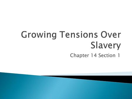 Chapter 14 Section 1.  The Wilmont Proviso ◦ Proposed by Representative David Wilmont, the Proviso banned slavery in all territories that might become.