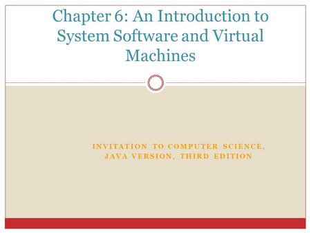 INVITATION TO COMPUTER SCIENCE, JAVA VERSION, THIRD EDITION Chapter 6: An Introduction to System Software and Virtual Machines.