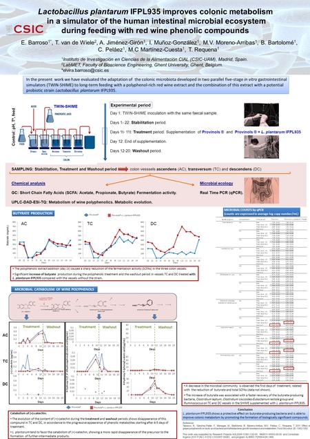 Day 1: TWIN-SHIME inoculation with the same faecal sample. Days 1- 22: Stabilitation period. Days 1t- 11t: Treatment period. Supplementation of Provinols.