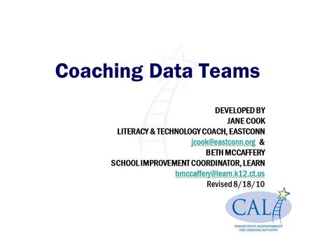 Coaching Data Teams DEVELOPED BY JANE COOK