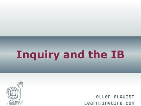 Inquiry and the IB. Stuents do not learn by doing. on what they have done. Rather, they learn by and.