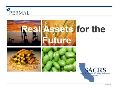 Real Assets for the Future SACRS State Association of County Retirement Systems 5/14/2009.