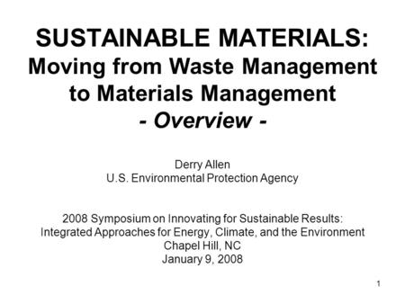 Derry Allen U.S. Environmental Protection Agency