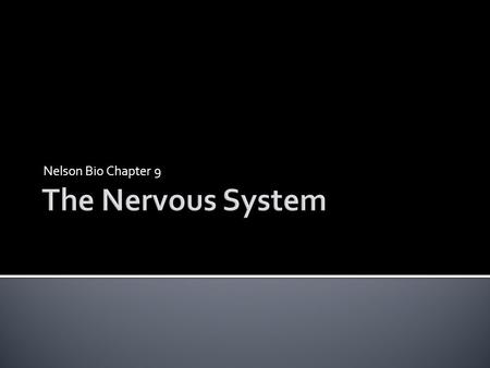 Nelson Bio Chapter 9.  The brain operates on the amount of electrical power that would light a 10 watt bulb  Your brain weighs 1/50 of your adult weight.