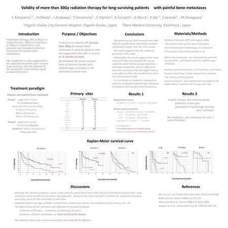 Validity of more than 30Gy radiation therapy for long-surviving patients with painful bone metastases E.Katayama 1,2, H.Okada 1, I.Asakawa 2, T.Tamamoto.